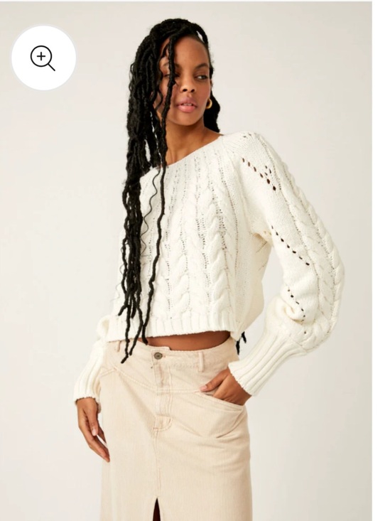 Free People Sweaters - Free People Sandre Pullover Cream Cable Knit Cropped Sweater